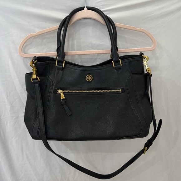 Tory Burch Handbags - Tory Burch Frances Leather Satchel Bag black pebble leather authentic crossbody